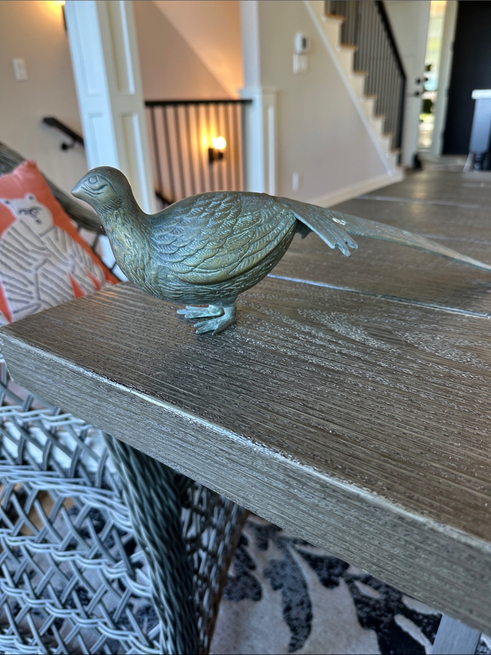 Penco brass pheasant home decor MCM 4x13 patina